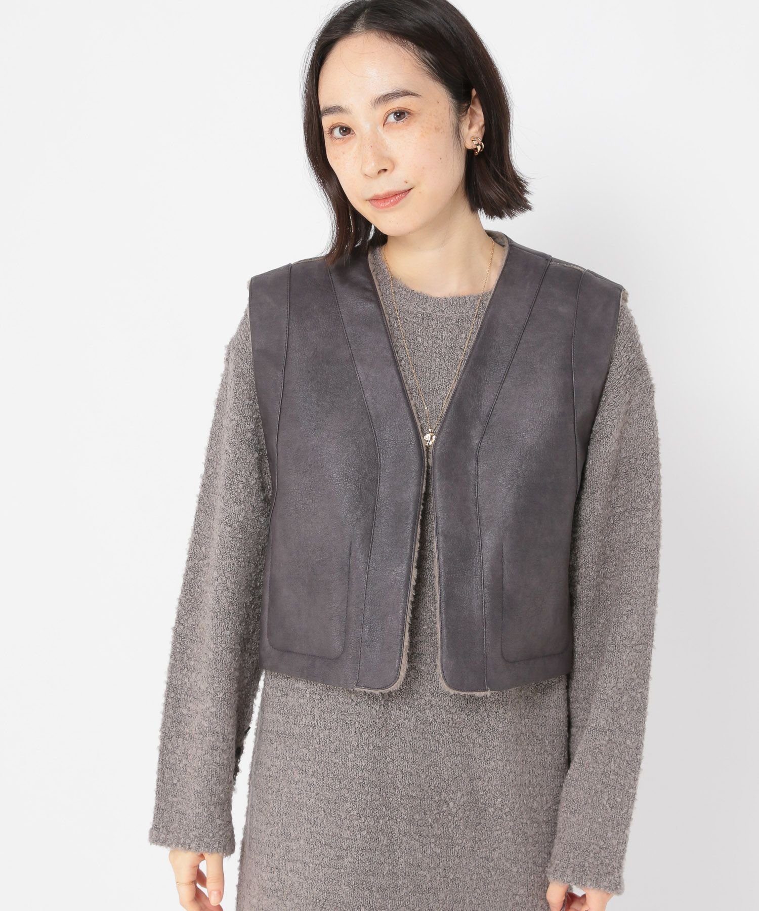 studio CLIP｜リバーシブルショートベスト | Rakuten Fashion(楽天