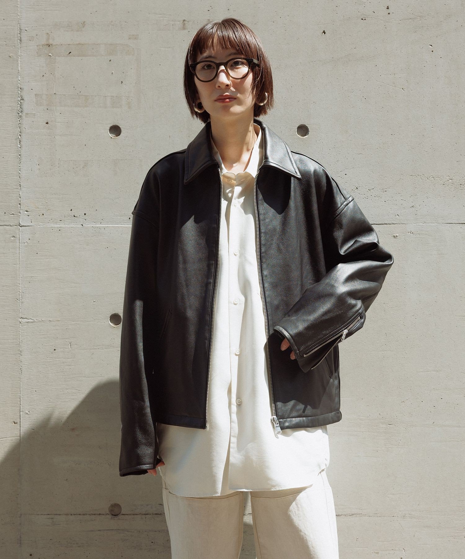 ADAM ET ROPE'｜ラムレザー ジップアップ ブルゾン | Rakuten Fashion