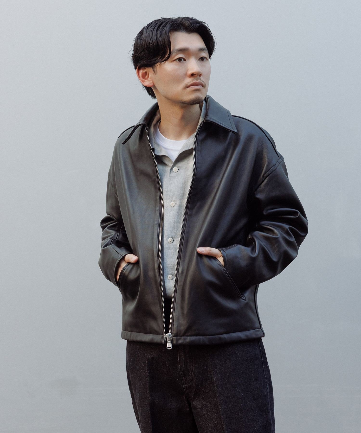 ADAM ET ROPE'｜ラムレザー ジップアップ ブルゾン | Rakuten Fashion