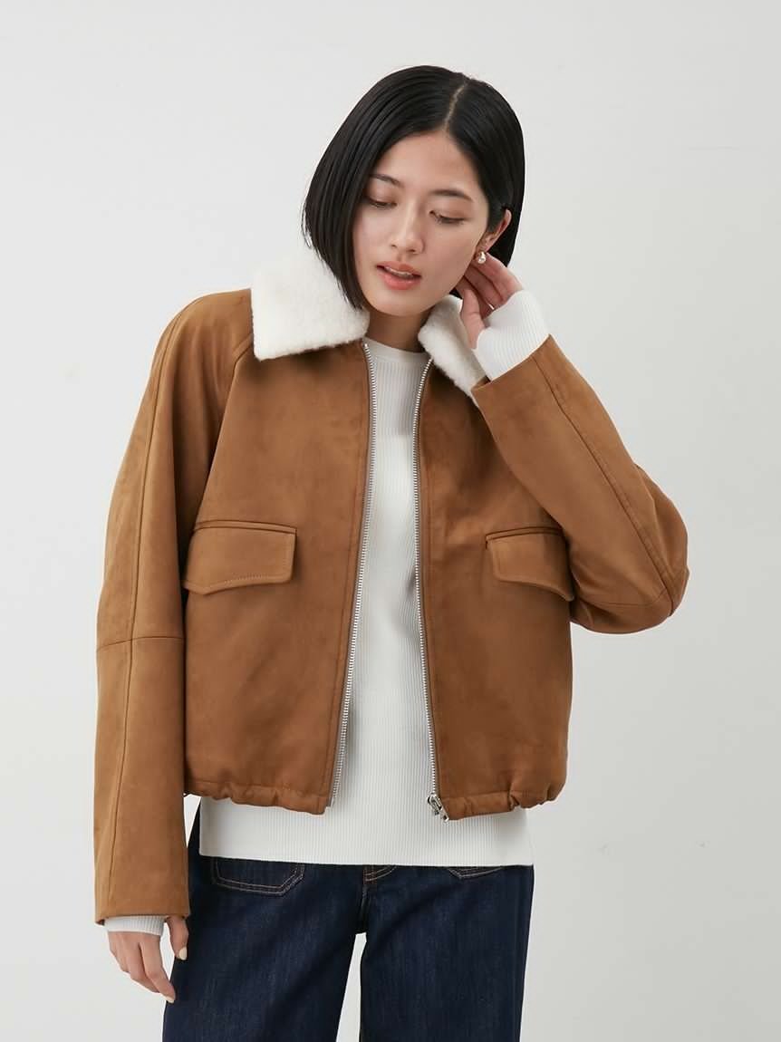 Mila Owen｜ステンカラーフェイクレザーブルゾン | Rakuten Fashion