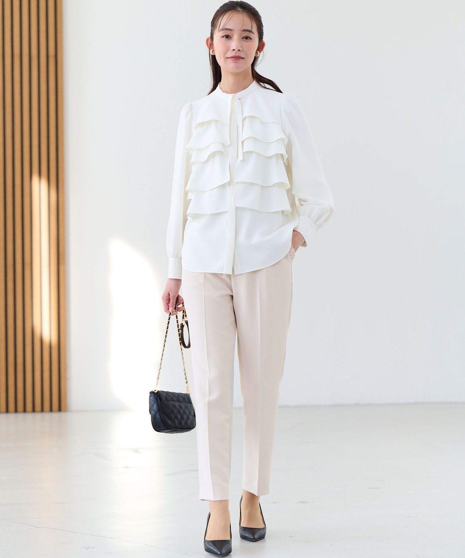 組曲｜【KUMIKYOKU NAVY】コンフォータブルドレープ フリルブラウス