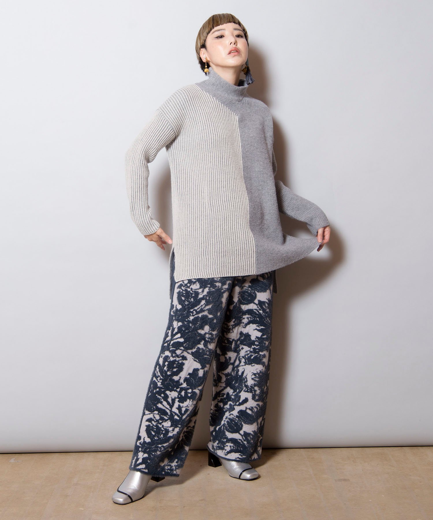 OSMOSIS｜畦ストライプタートルニットプルオーバー | Rakuten Fashion