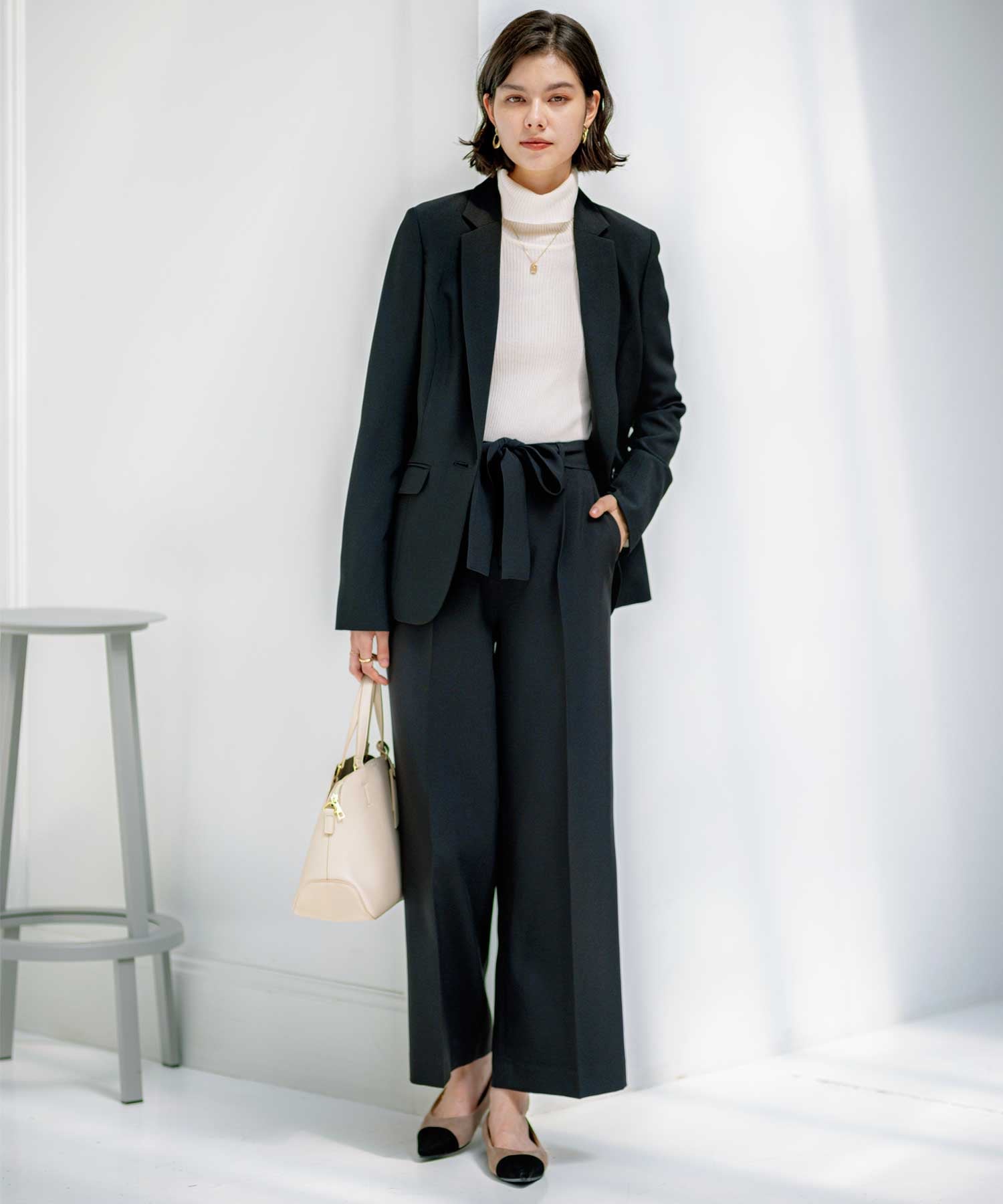 GeeRA｜【2点セット】洗えて型くずれしないワイドパンツセットスーツ