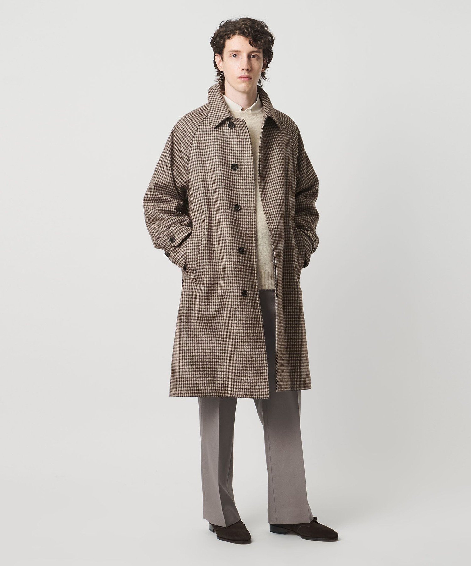 UNITED ARROWS｜ウーステッドメルトン チェック バルマカーンコート