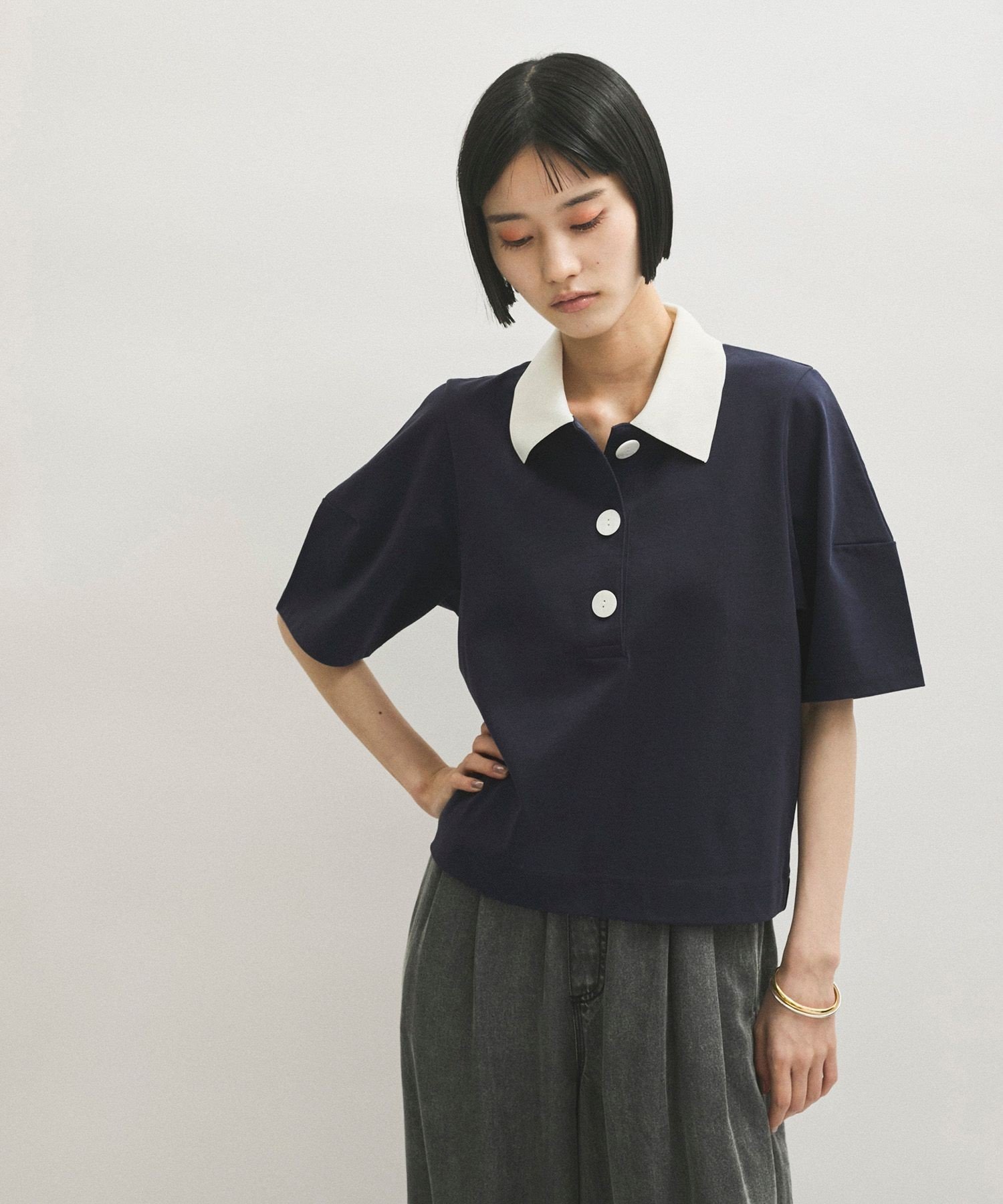 ADAM ET ROPE'｜コクーンスリーブポロシャツ | Rakuten Fashion(楽天