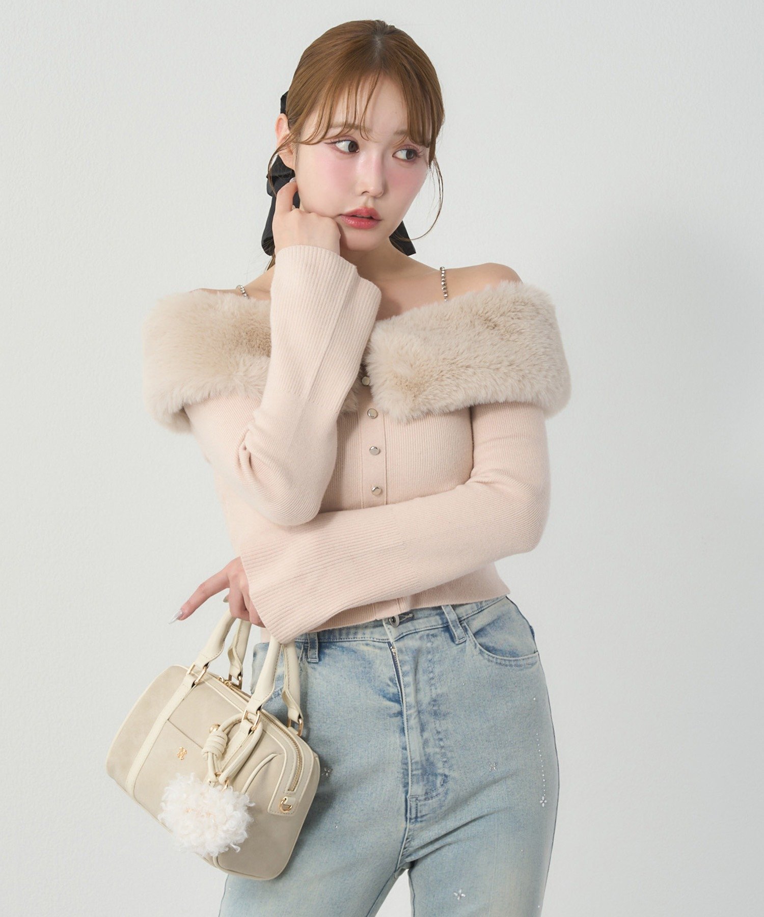 one after another NICE CLAUP｜【REVIVAL】ビジューファーニット