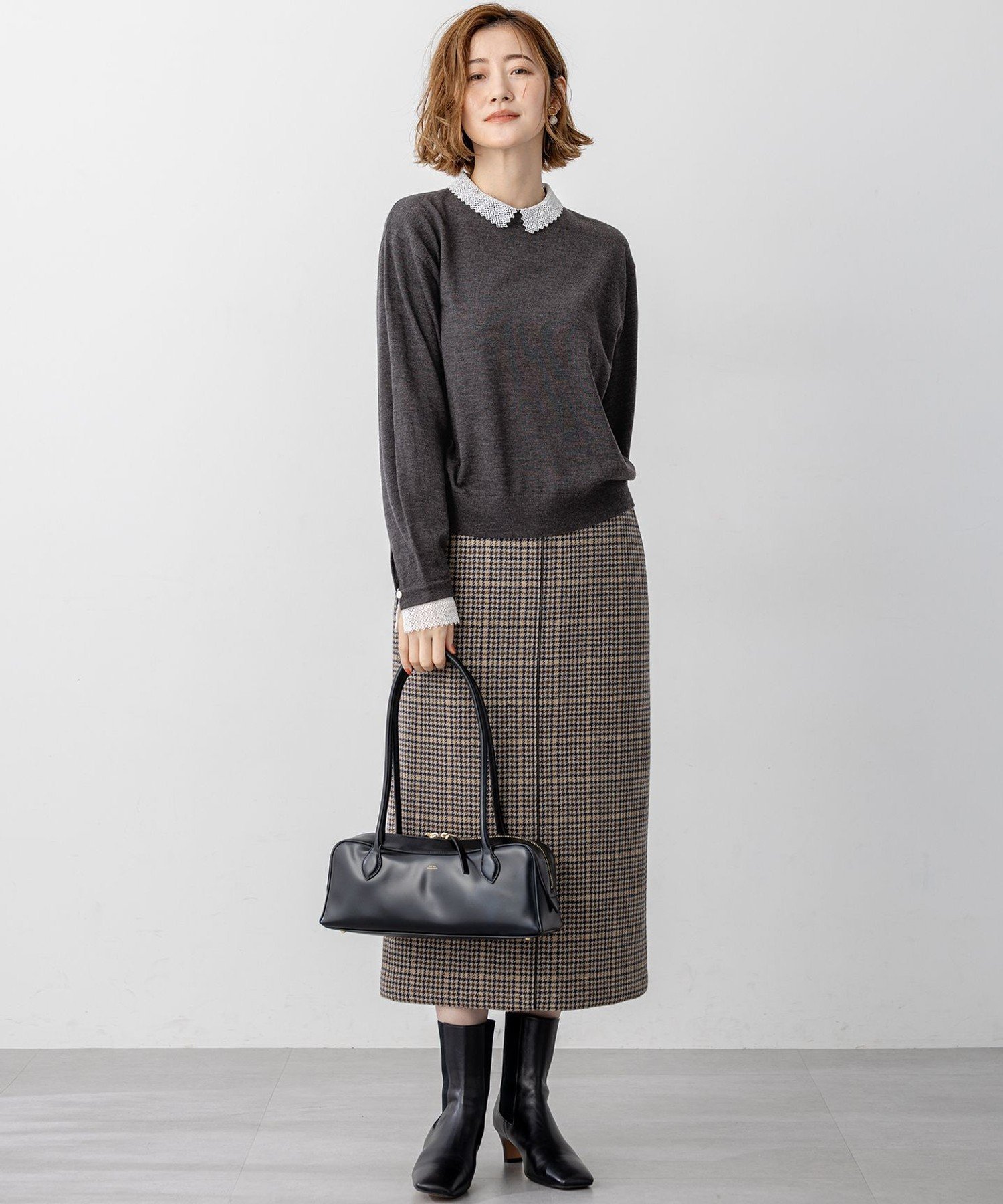 23区｜【見上愛さん着用】ボンディングチェックツイード Iライン