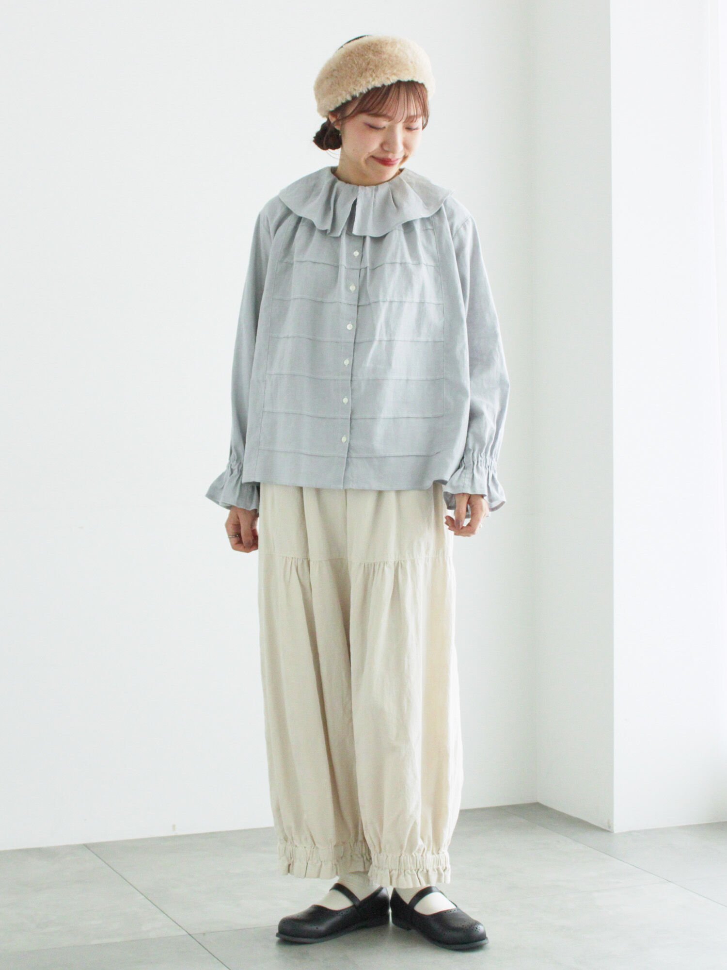 Samansa Mos2｜【WEB限定】コットンジャカード製品染め裾フリルパンツ