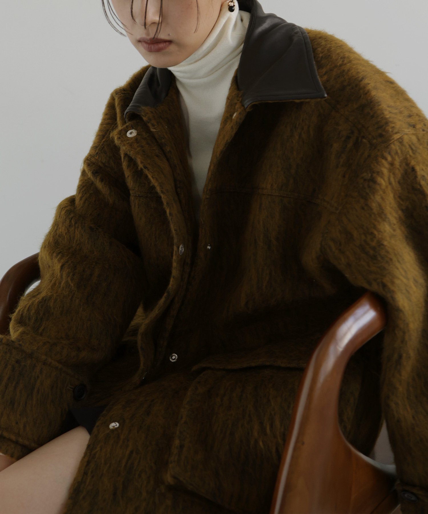 hellam｜レザーカラーシャギーコート | Rakuten Fashion(楽天