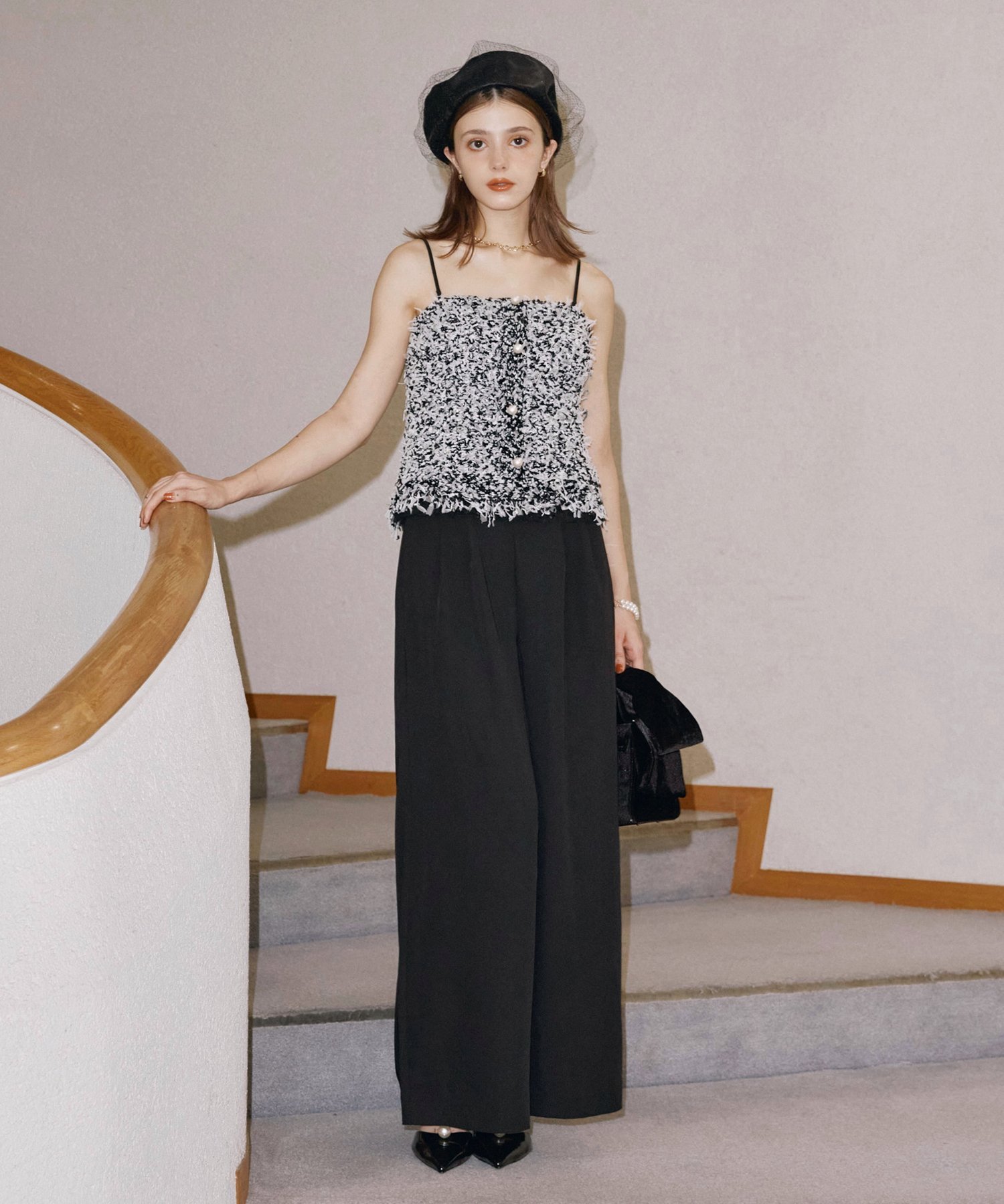 EIMY ISTOIRE｜チュールミックスニットツイードコンビネゾン | Rakuten