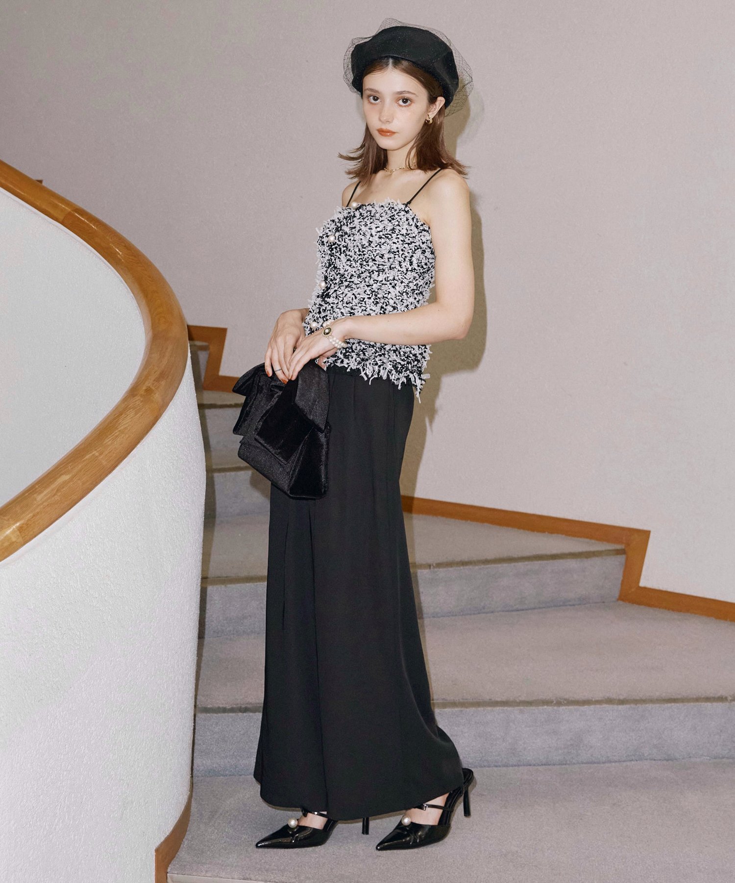 EIMY ISTOIRE｜チュールミックスニットツイードコンビネゾン | Rakuten