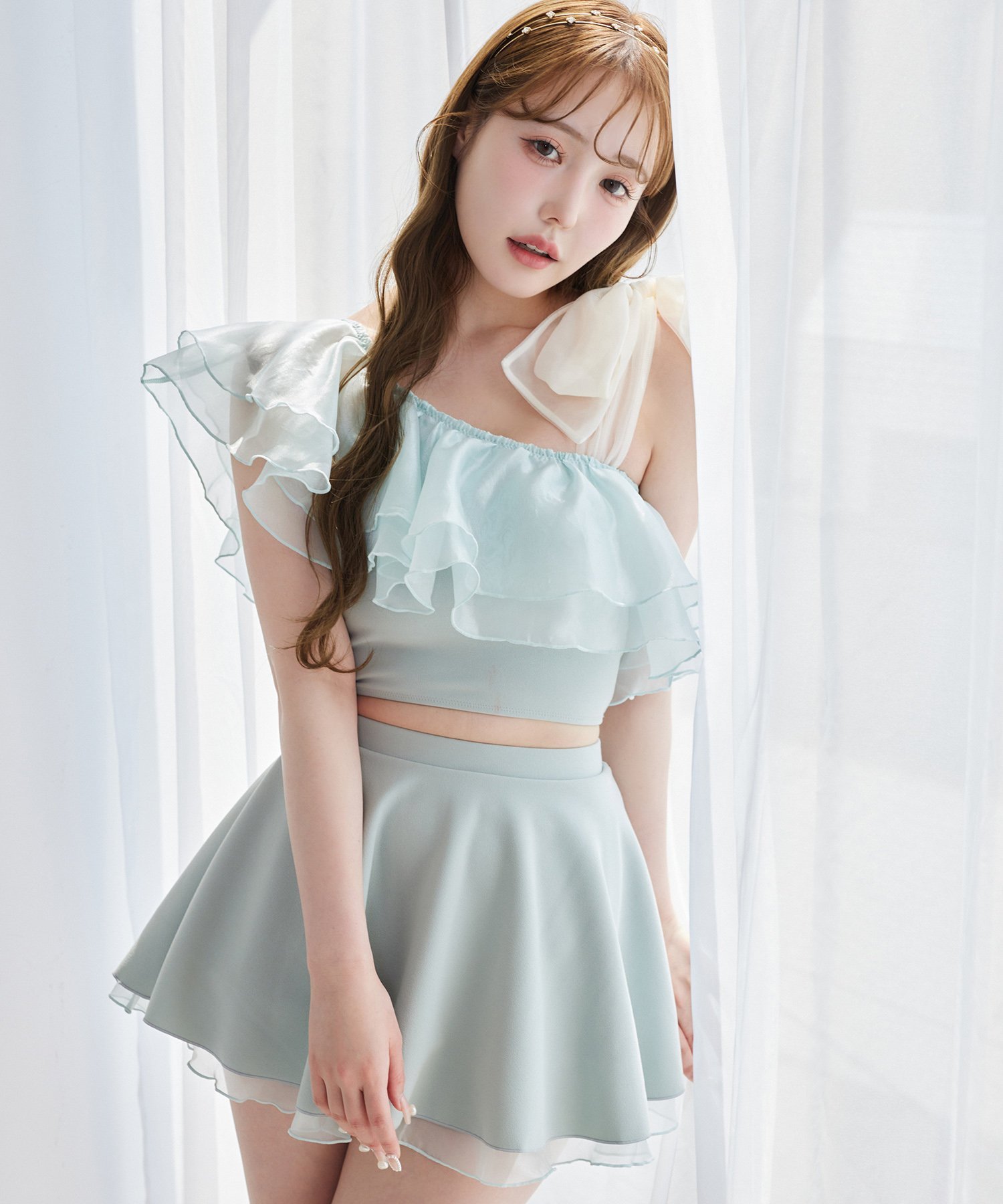 one after another NICE CLAUP｜swimwear/肩リボンワンショル(3点