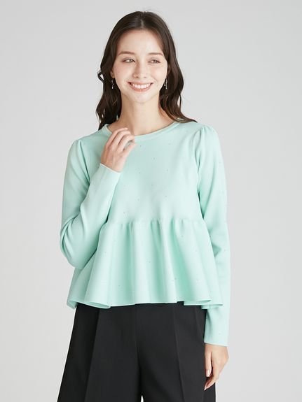 CELFORD｜【ウォッシャブル】ホットフィットビジューペプラムニット