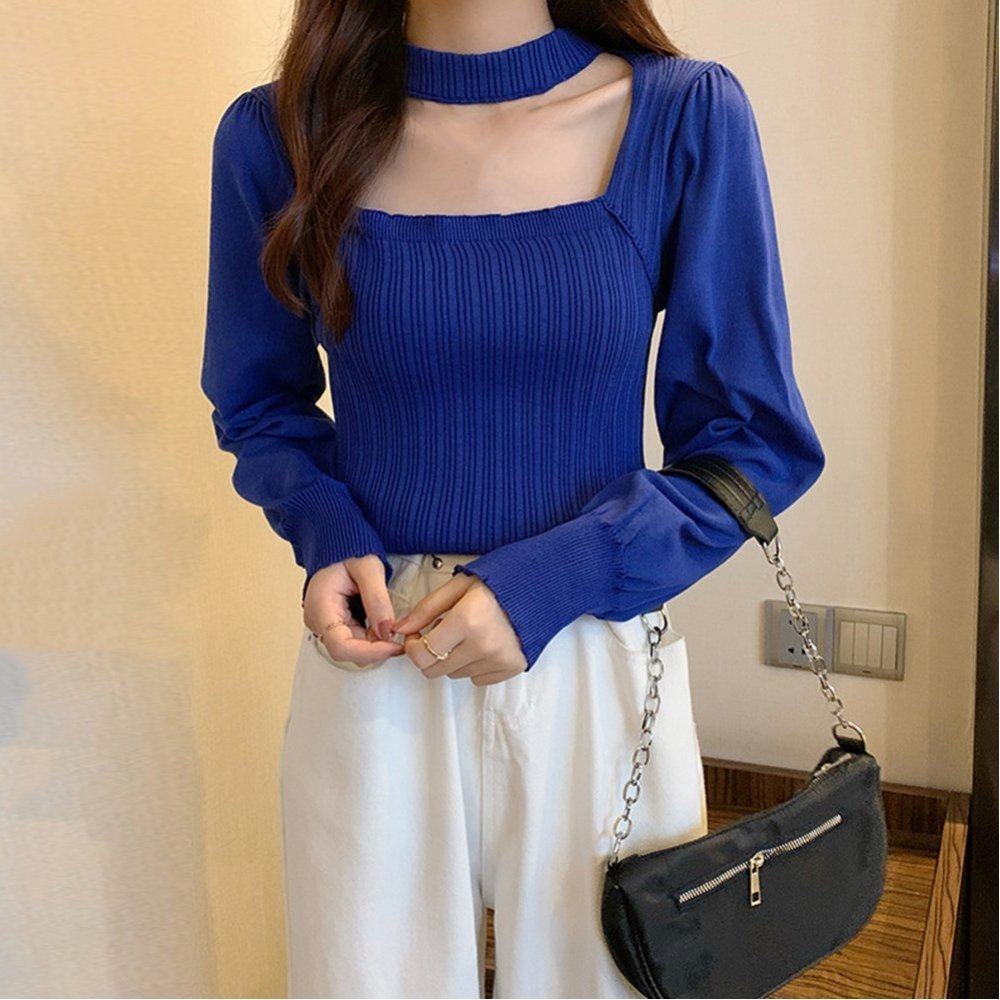 miniministore｜チョーカー風 リブニットトップス 韓国風 | Rakuten