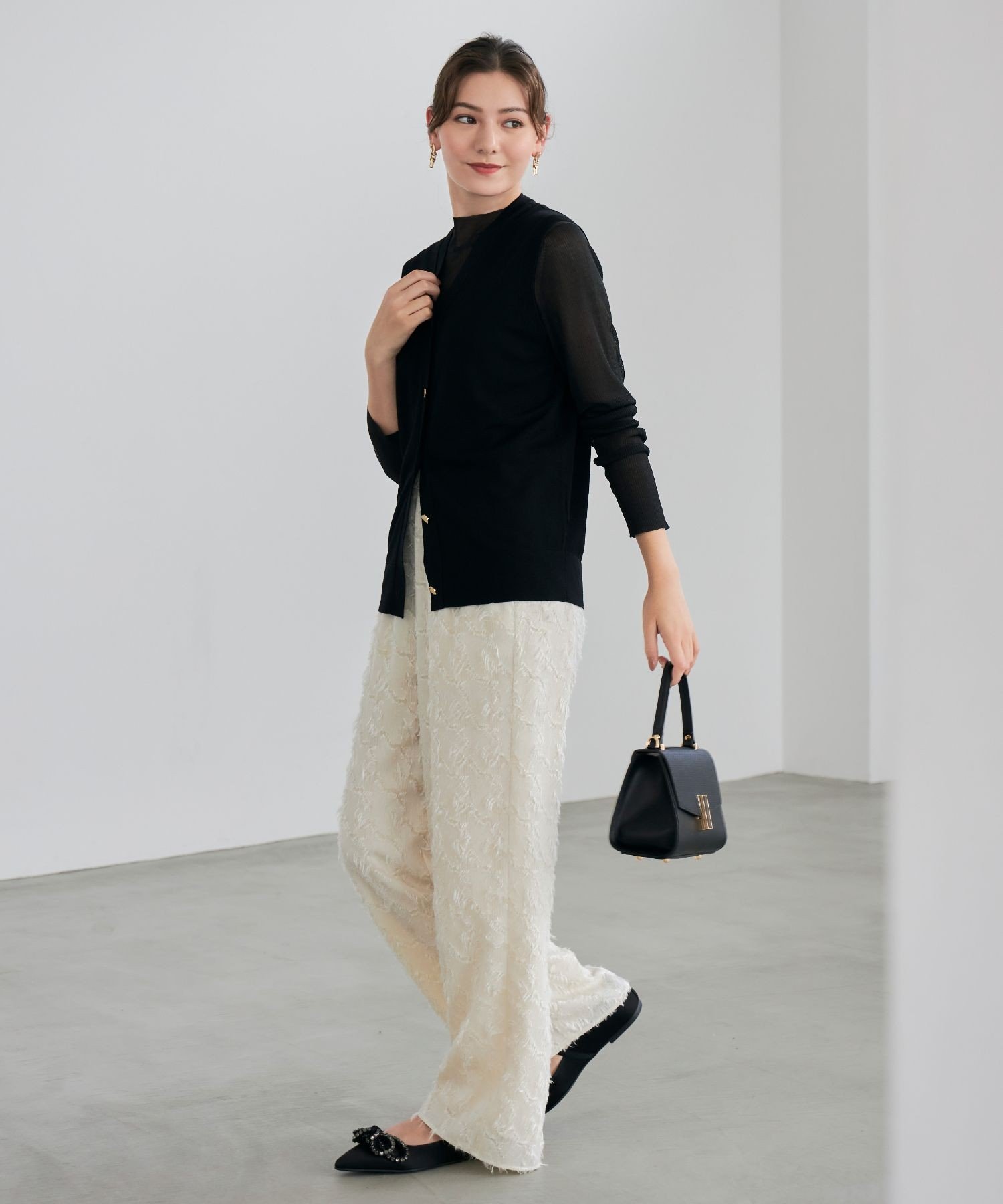 ANAYI｜カットジャガードワイドパンツ | Rakuten Fashion(楽天