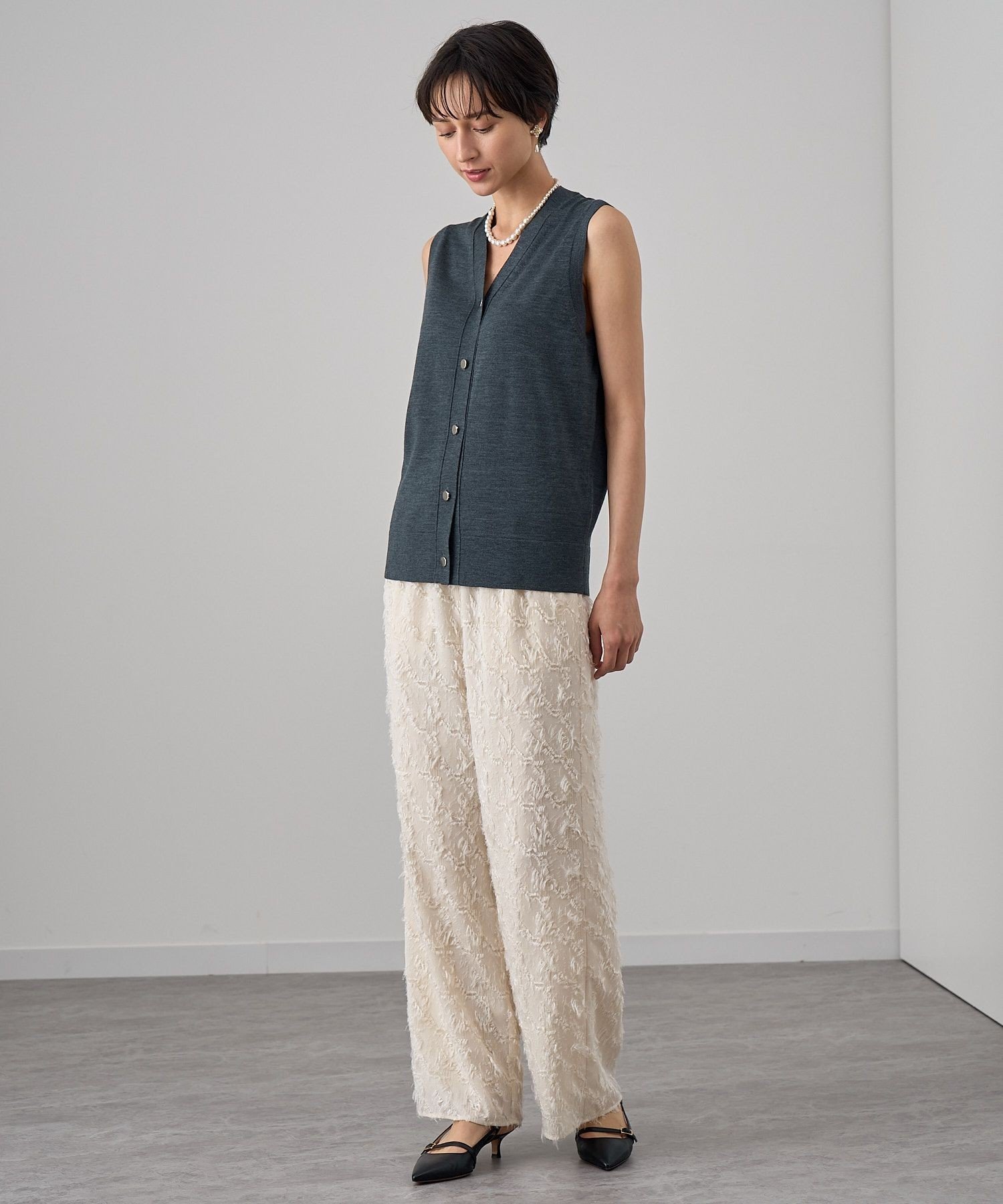 ANAYI｜カットジャガードワイドパンツ | Rakuten Fashion(楽天