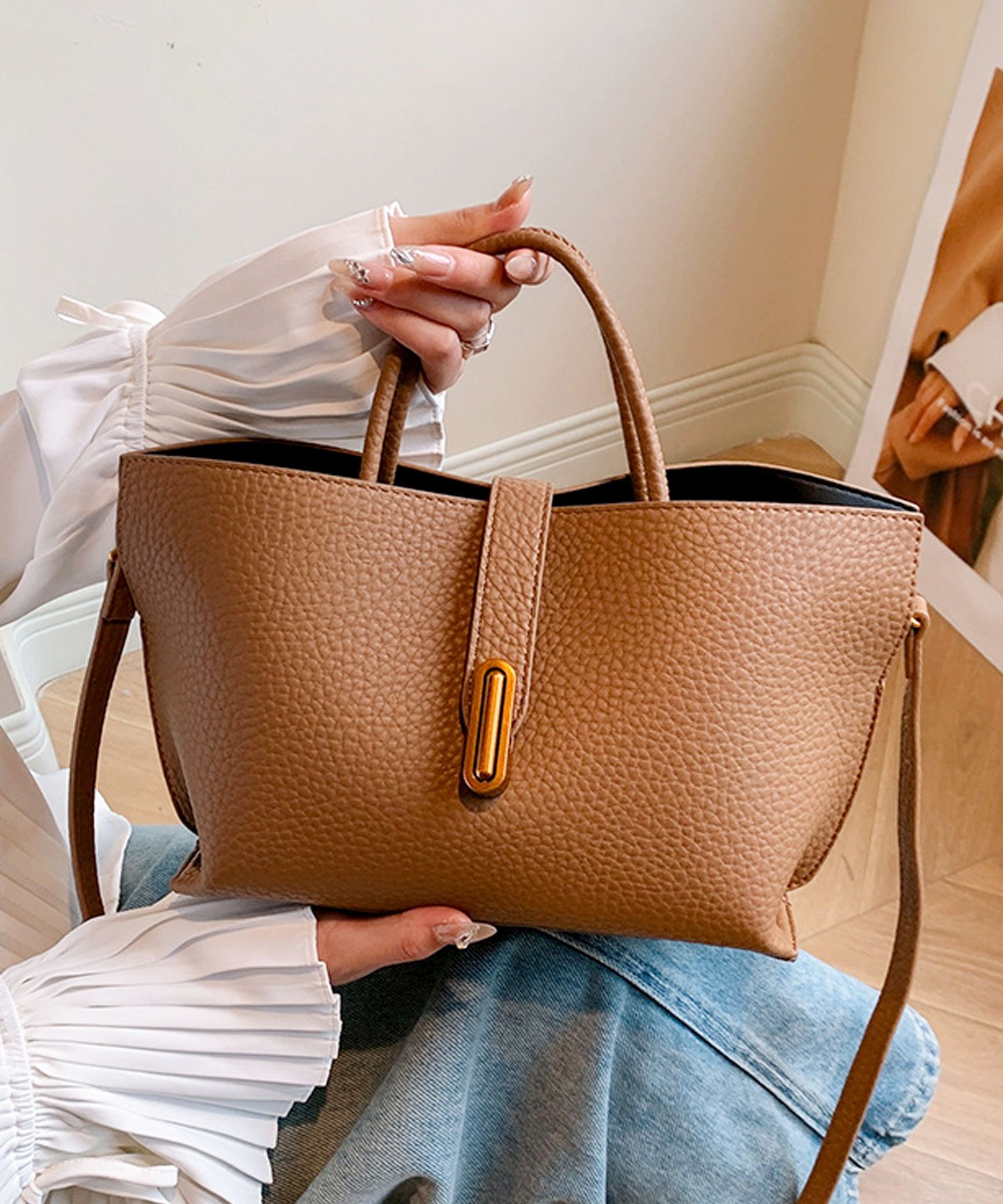 florist｜2WAY ヴィーガンレザーサイドスリットハンドバッグ