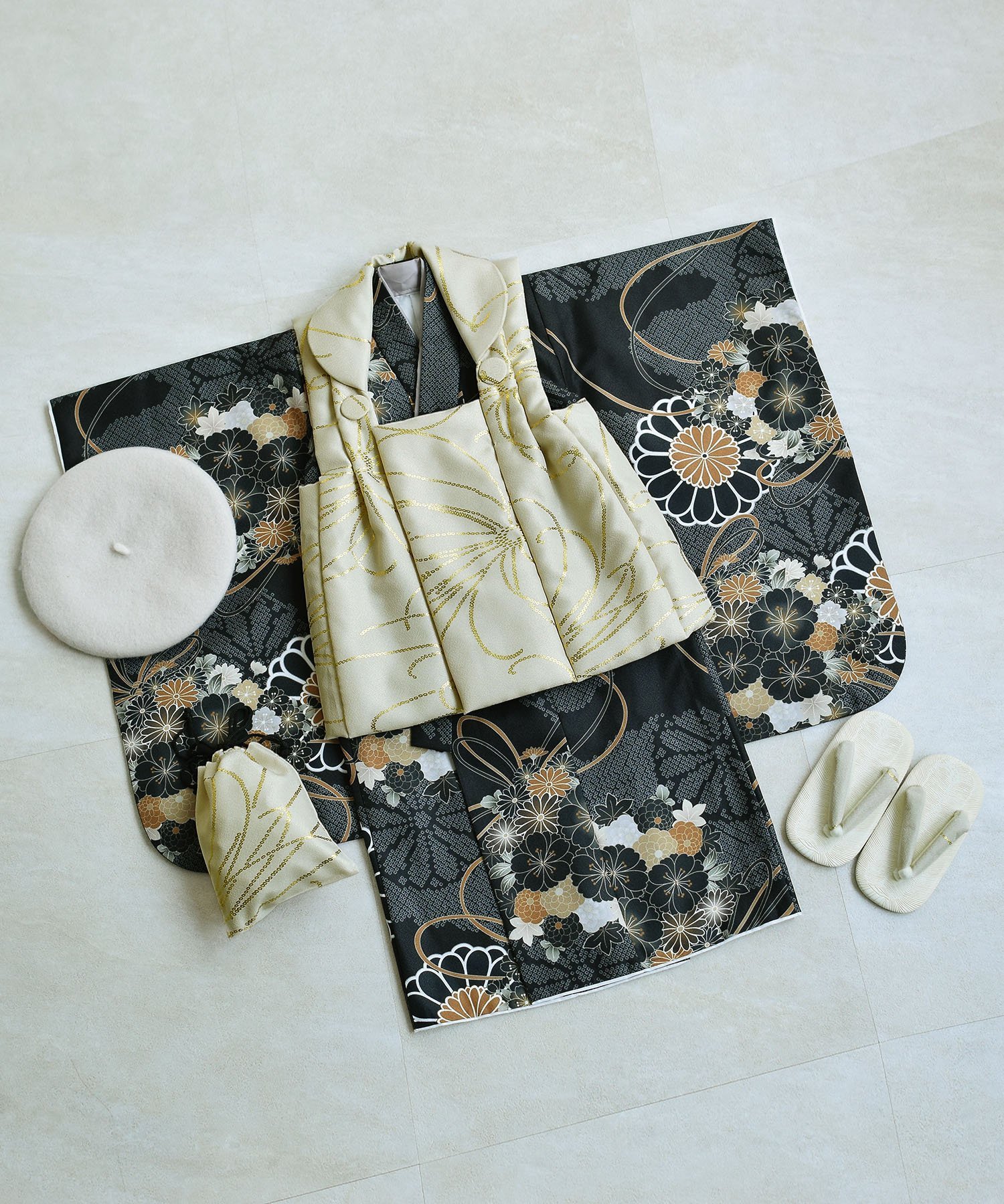 utatane｜ひよこ商店 七五三 着物 3歳 男の子 被布フルセット ベージュ