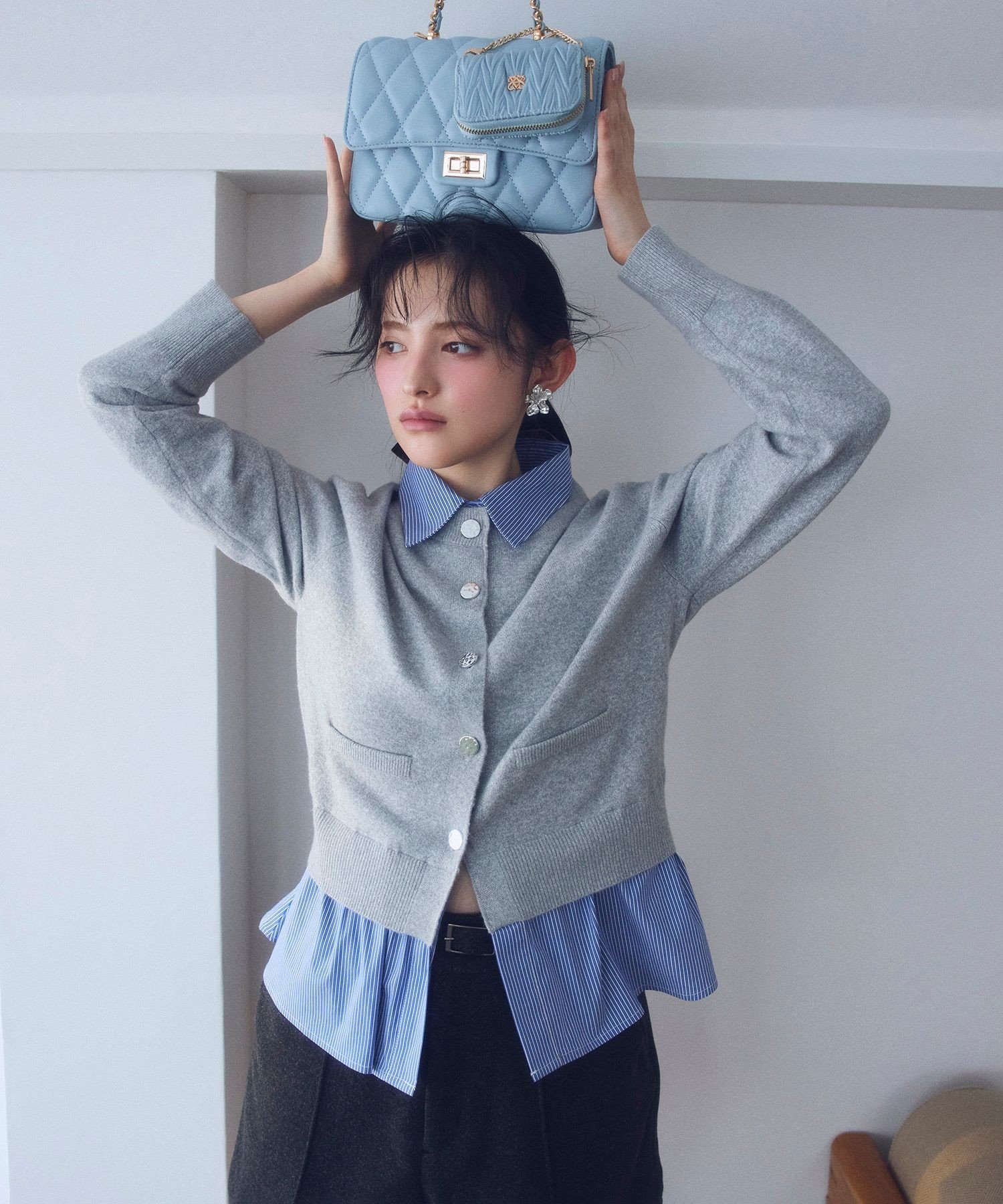 VIS｜チェーンハンドルキルティングショルダーバッグ/2WAY・一部WEB