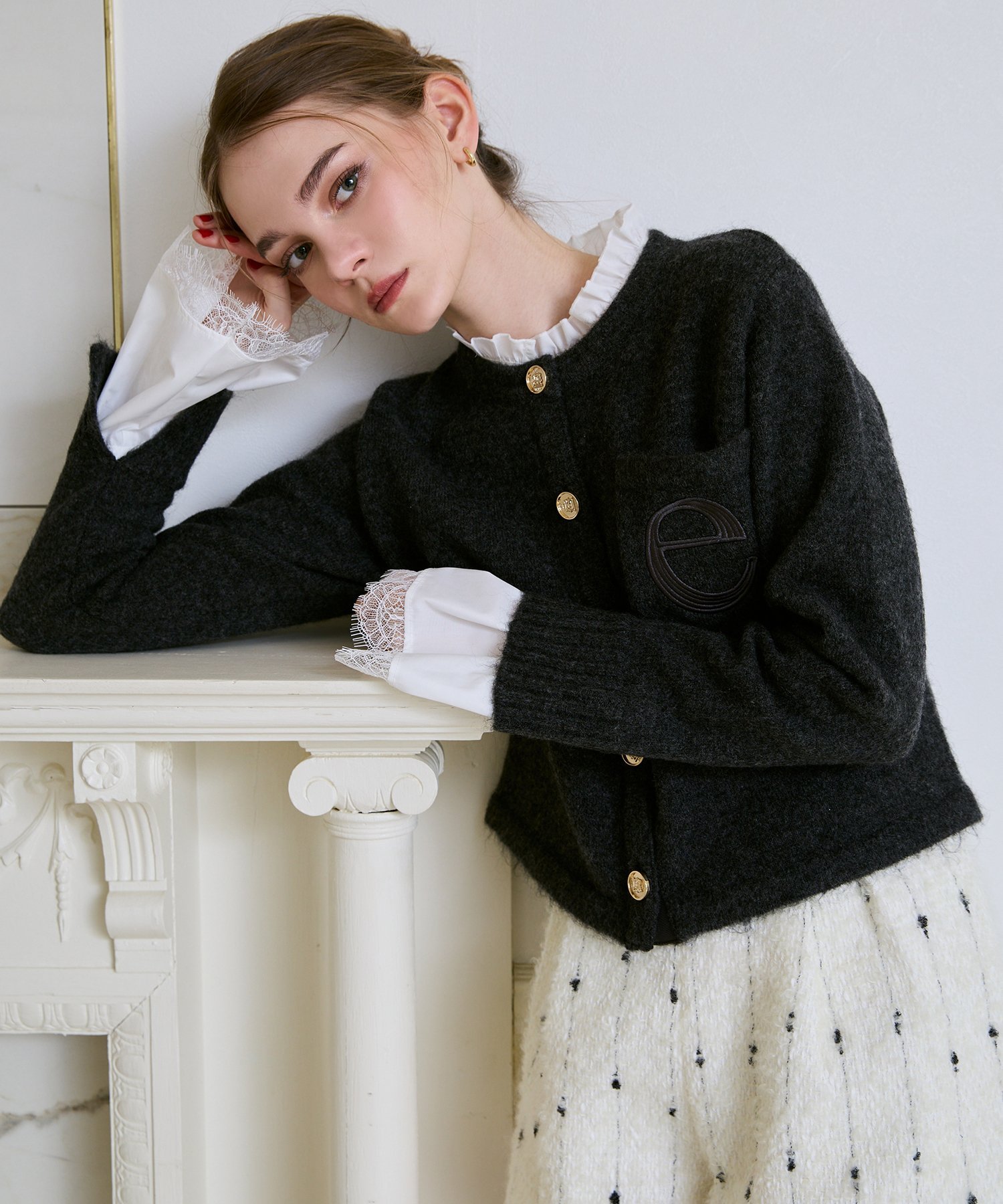 eimy istoire Attachedcollrモヘアカーディガン エイミーイストワール