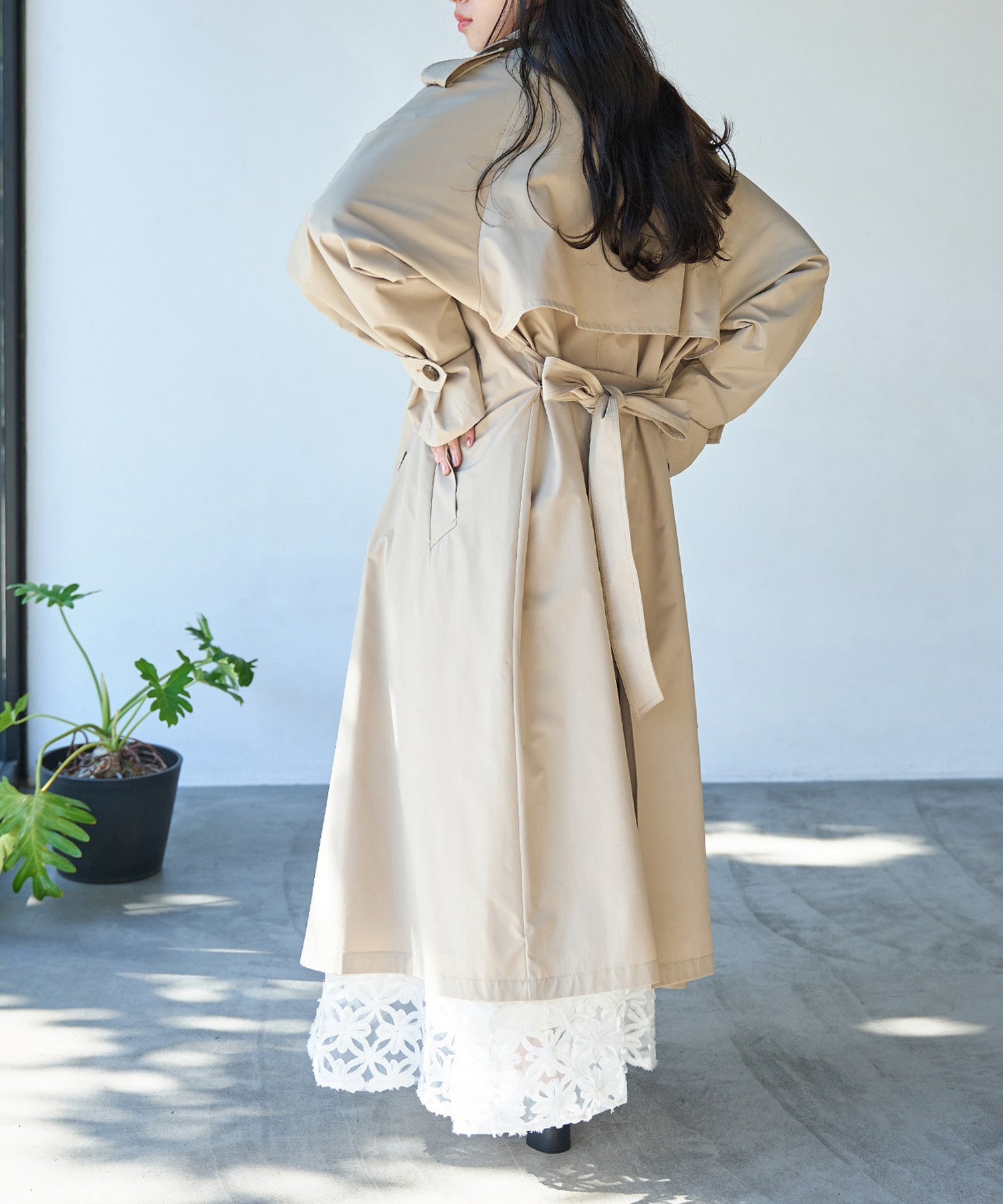 VIS｜【撥水・花粉ガード】ロングトレンチコート【 インフルエンサーり