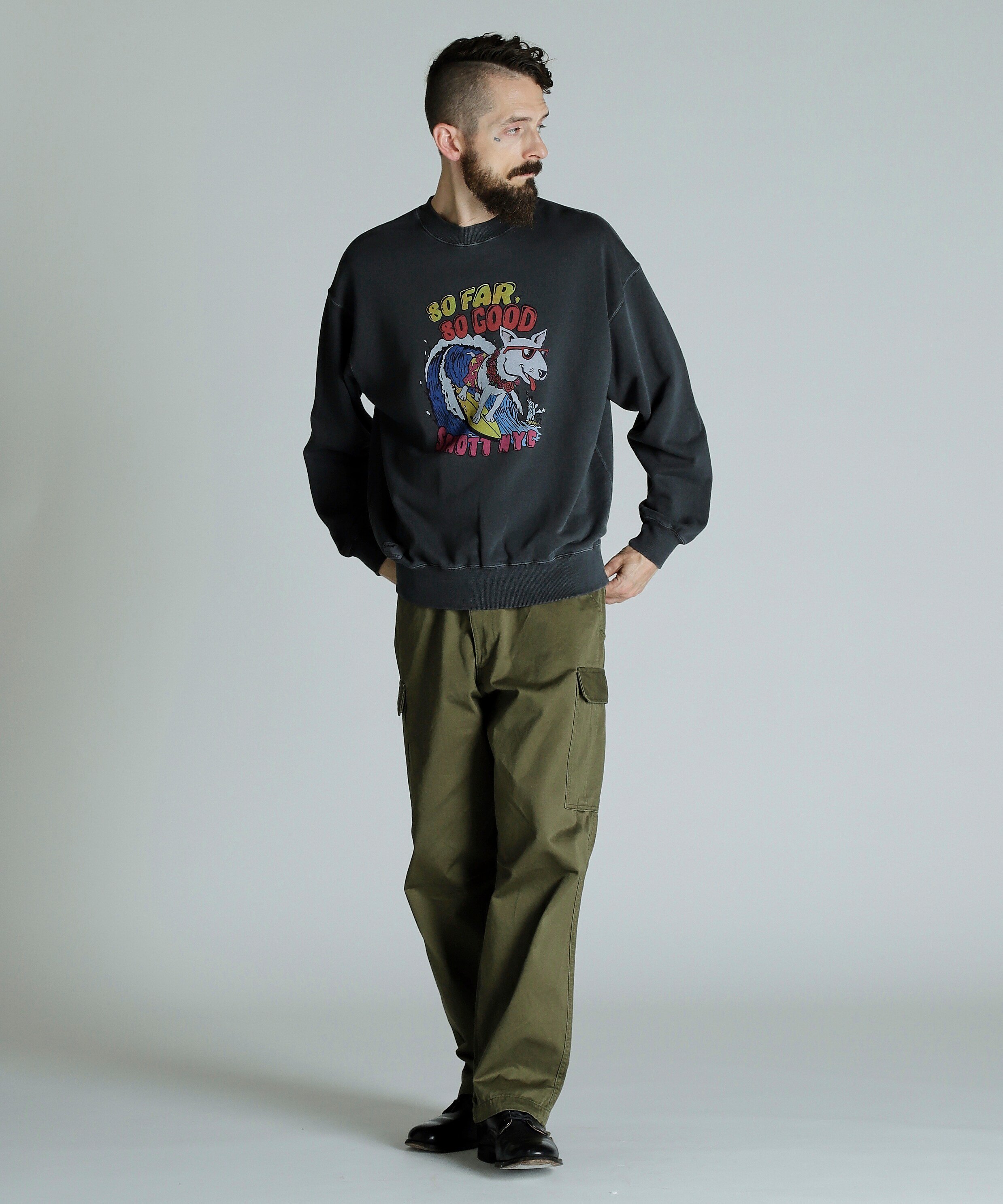 Schott｜CREW SWEAT SURF DOG/クルーネックスウェット サーフ
