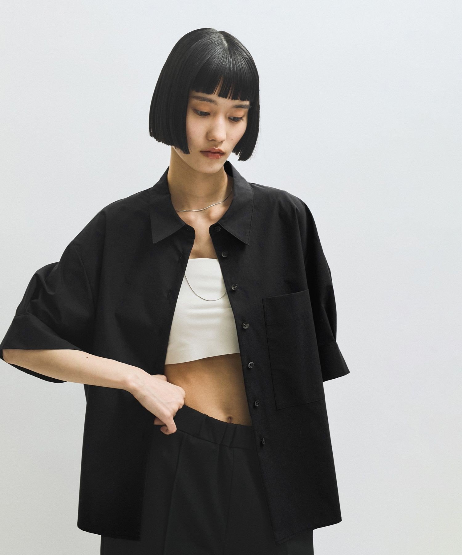 ADAM ET ROPE'｜【サステナブル】バウンスカフステントラインシャツ
