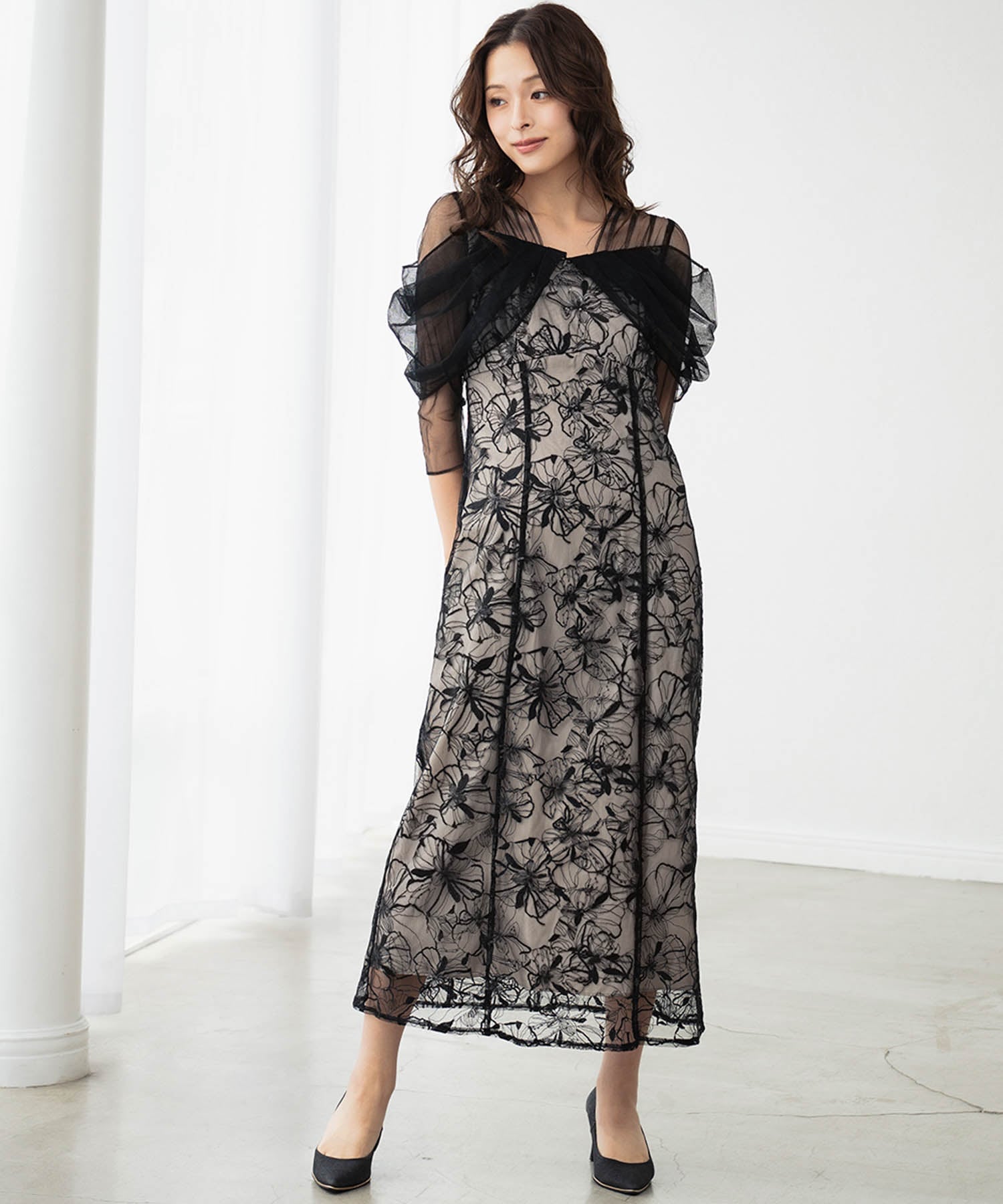 RIVER FIELD & Co.｜チュールドレープスパンコール 結婚式 ワンピース