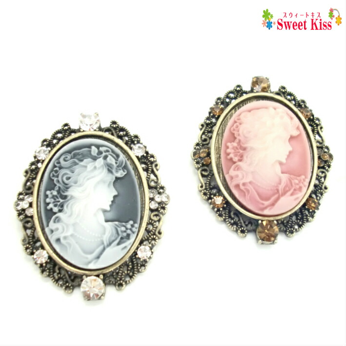 楽天市場】アンティーク調 カメオ 風 ブローチ (1コ) | ピンク