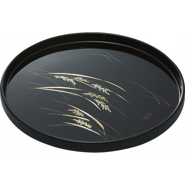 楽天市場】ミヤマ WAJIMA 輪島塗 沈金稲穂 丸盆 内祝い お返し 和食器