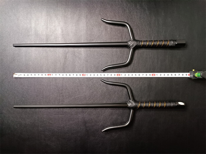 楽天市場】武具 十手 釵 サイ 琉球古武術 48CM 鉄製 黒メッキ 二本
