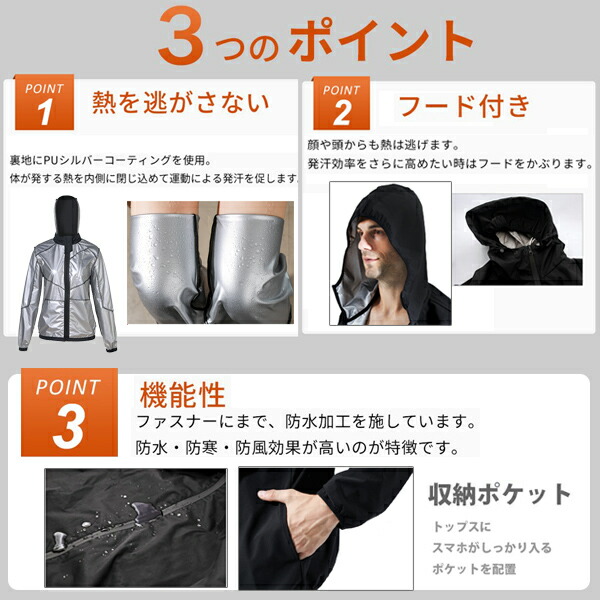 楽天市場】サウナスーツ メンズ レディース【2点上下セット