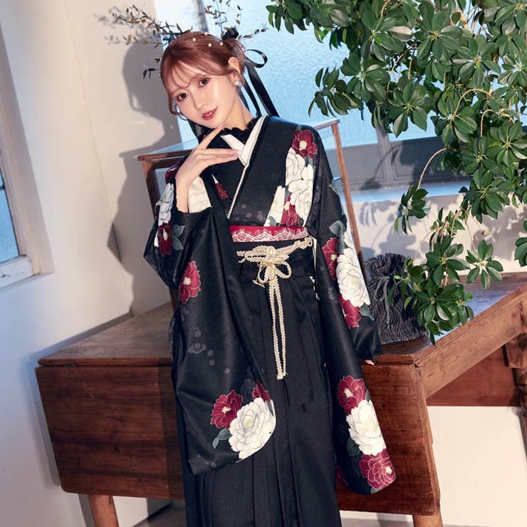 楽天市場】Dazzy [3点SET]漆黒紅牡丹柄二尺袖・袴 浴衣・着物 : SHOPLIST