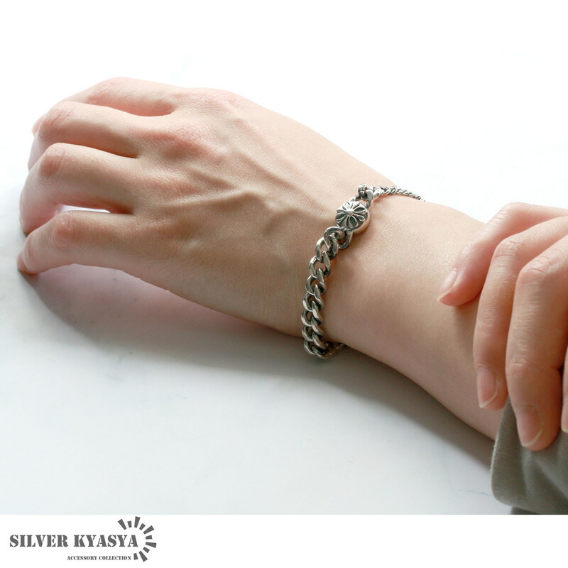 楽天市場】シルバー925 喜平チェーンブレスレット クロス フローラル