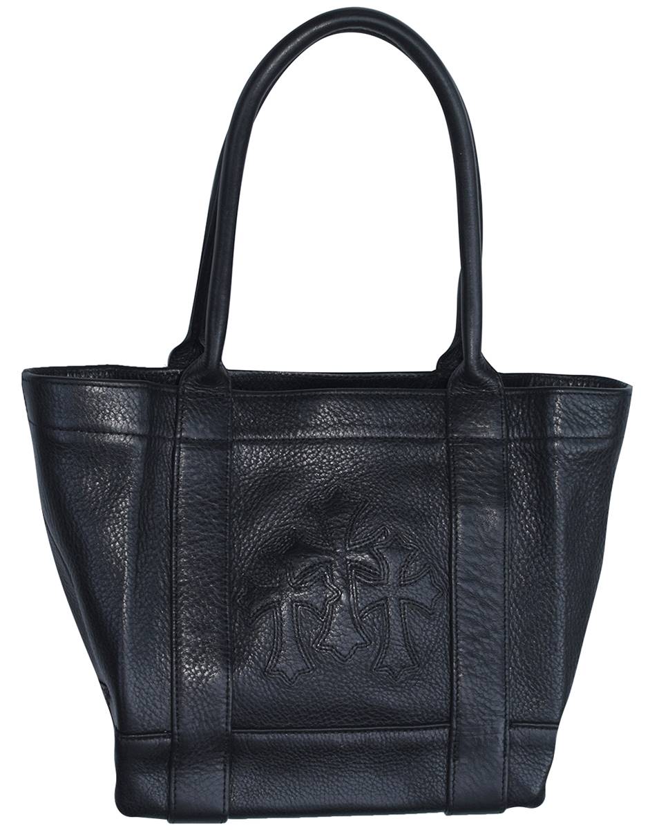 楽天市場】CHROME HEARTS MINI TOTE BAG HEAVY BLACK LEATHER CEMETERY
