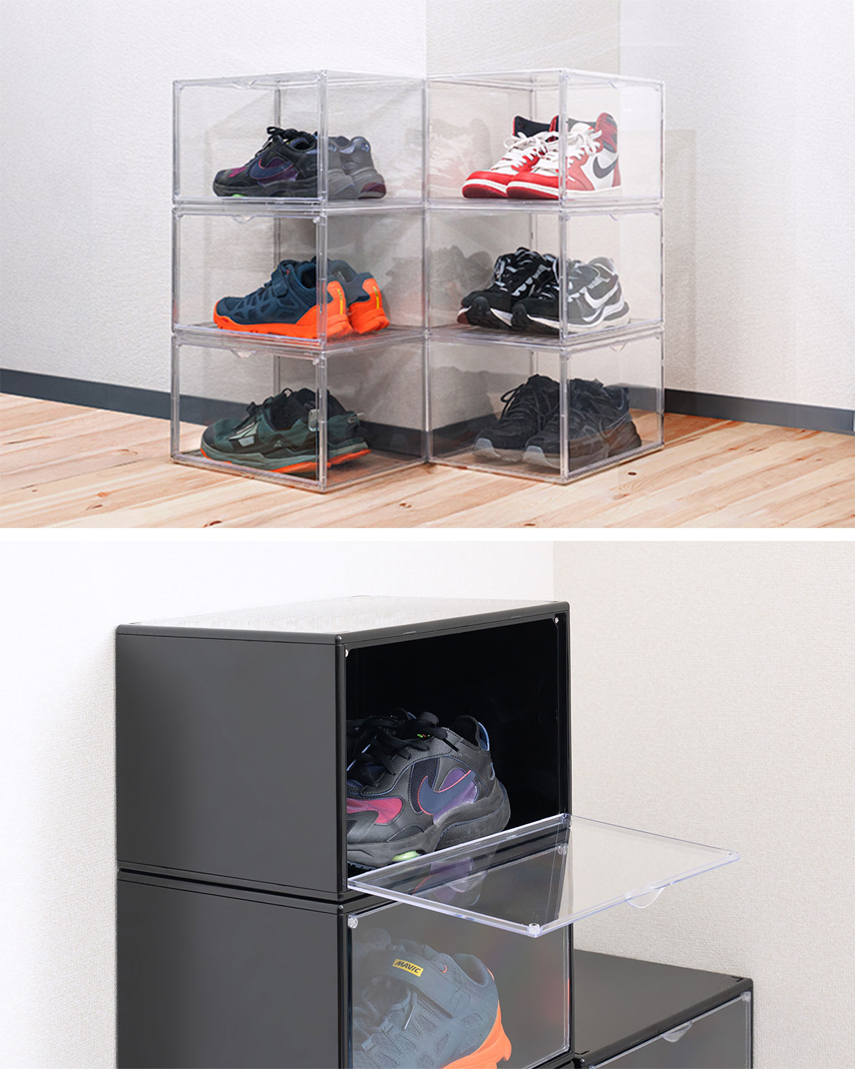 楽天市場】【楽天1位】シューズボックス 単品 横型 ディスプレイ