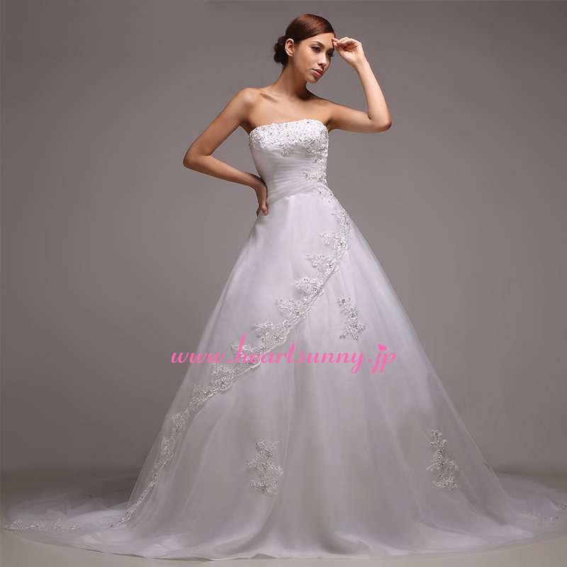 楽天市場】ウェディングドレス Aライン☆A092☆ビスチェ レース ビーズ