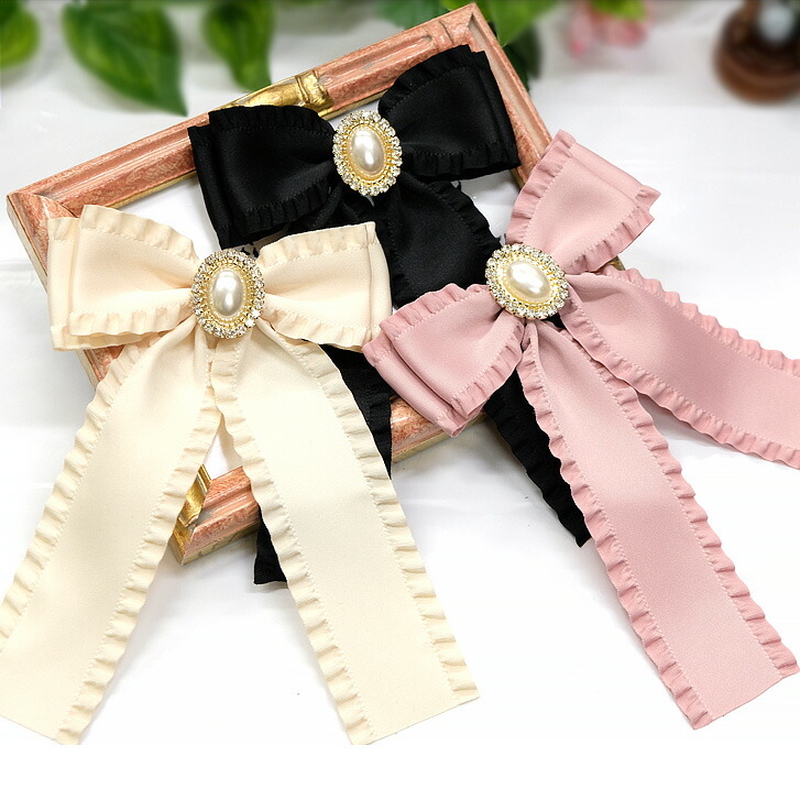 楽天市場】送料無料 リボンブローチ ブローチ ビジュー レース リボン