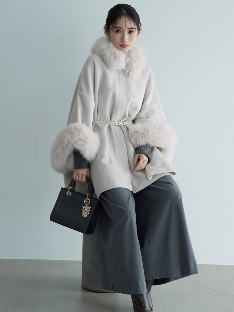 楽天市場】【SALE／30%OFF】ファー付きミドルケープコート SNIDEL