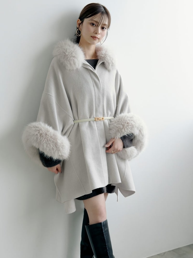 楽天市場】【SALE／30%OFF】ファー付きミドルケープコート SNIDEL
