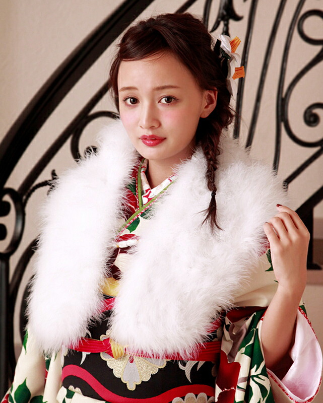 楽天市場】成人式 ショール 白 ホワイト 羽毛 水鳥 マラボー ファー