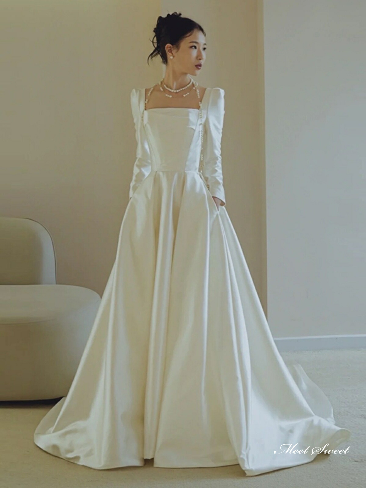 楽天市場】ウェディングドレス ロングドレス Aラインドレス 長袖