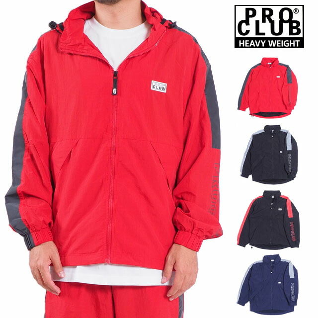 楽天市場】プロクラブ ナイロンジャケット ブラック レッド 黒 赤