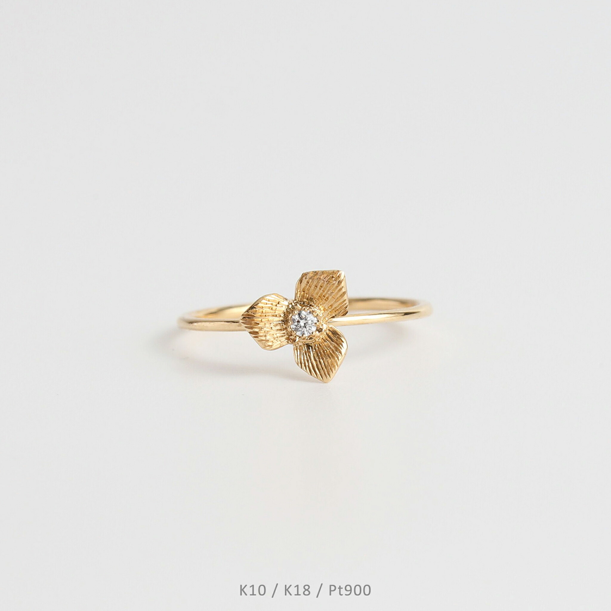 楽天市場】【Trillium / Ring】 K10/K18/Pt900 一粒 ダイヤモンド 花