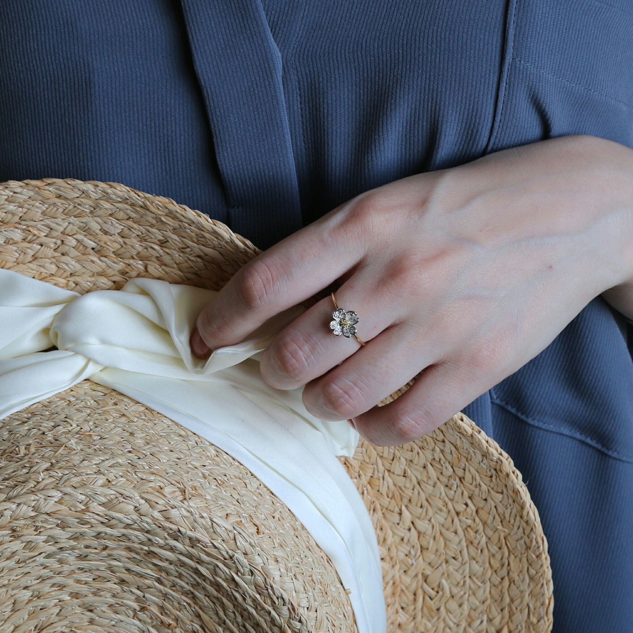 楽天市場】【Flowering / Ring】 Pt900＆K18イエローゴールド 花