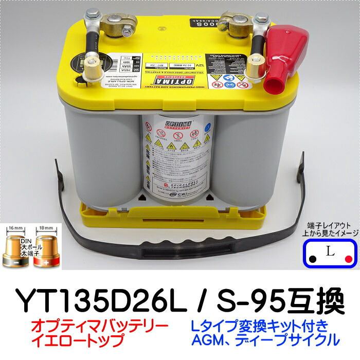楽天市場】オプティマバッテリー【OPTIMA】イエロートップ YT135D26L S