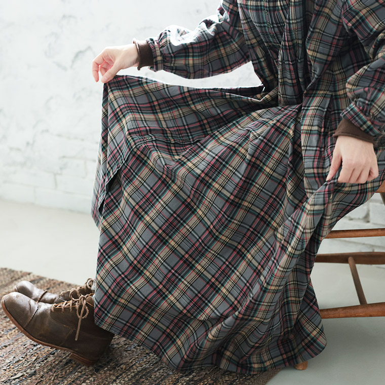 楽天市場】「チェックらぼ」の秋めくチェックのワンピース M/L/LL/3L