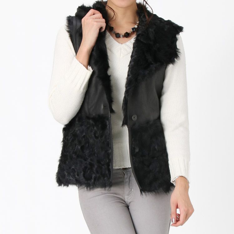 楽天市場】【期間限定価格】カルガンラム ファー レザー ベスト フード