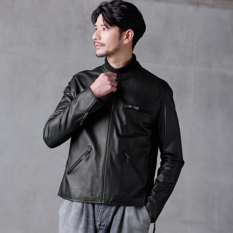 楽天市場】【5%offクーポン】レザージャケット メンズ 本革 ラムレザー