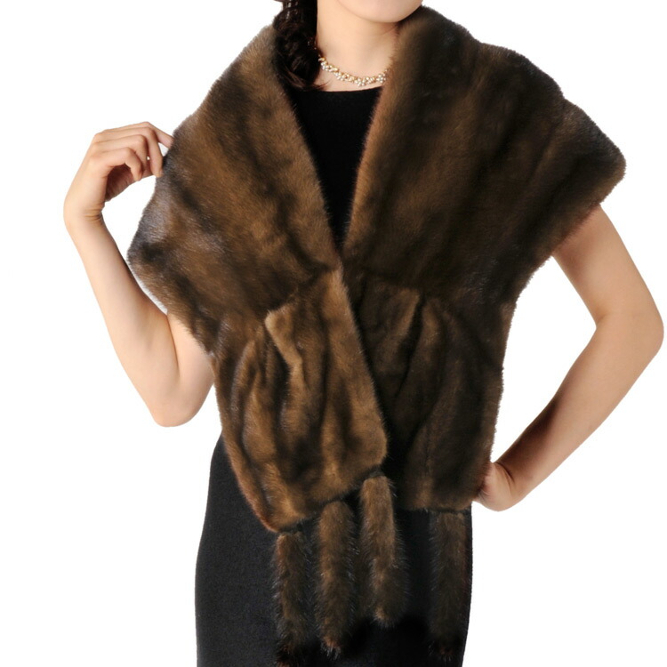 楽天市場】【期間限定価格】ミンク フリンジ付き ファーストール 毛皮